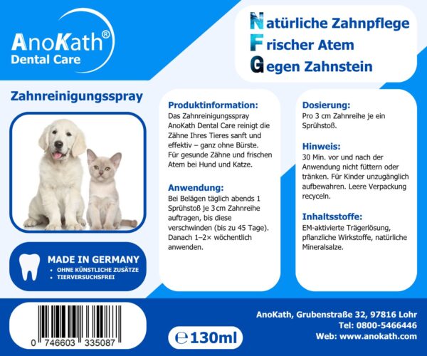 Dentalspray für Hunde, Zahnreinigungsspray